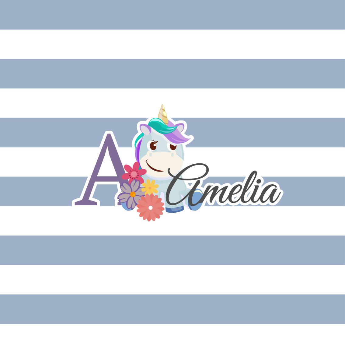 Plakat der kan tilpasses med personlig unicorn design - TenStickers