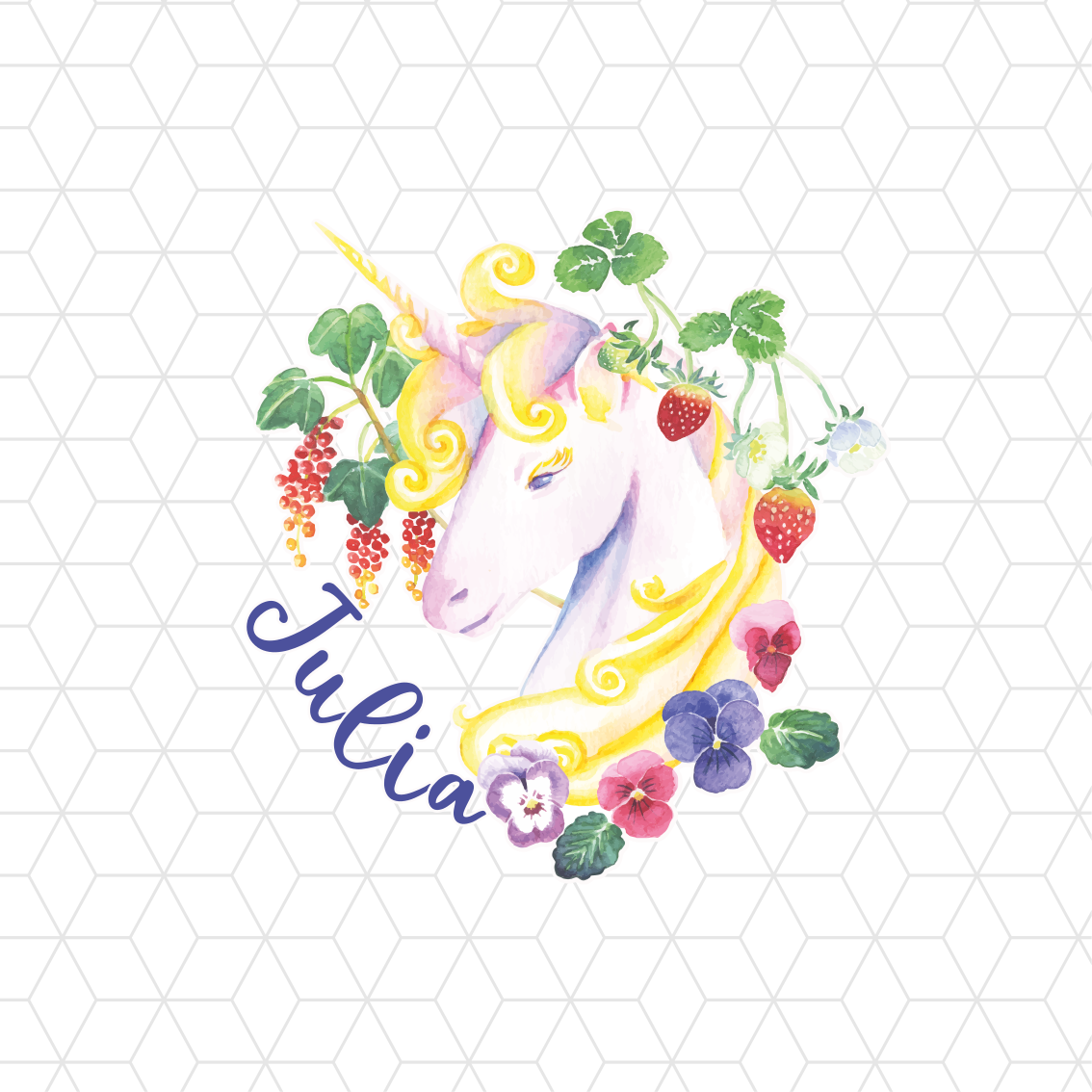 Plakat der kan tilpasses enhjørning blomsterarrangement - TenStickers