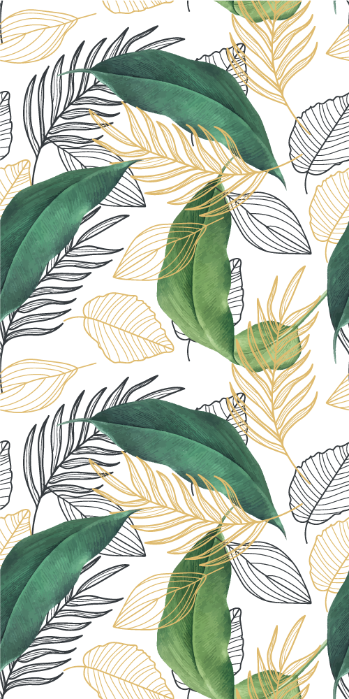 Plakat planter med grønne og gyldne blade - TenStickers