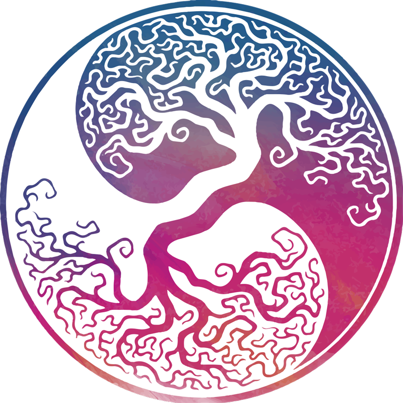 Plakat med træer yin yang livets træ vægklistermærke - TenStickers