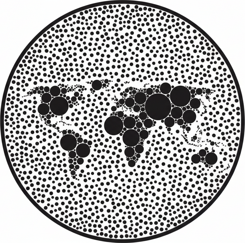 Verdenskort plakat cirkulært globalt design - TenStickers
