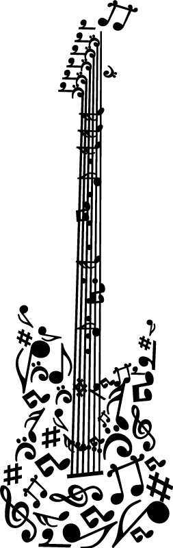 Musik plakat dekorativ guitar med noder - TenStickers