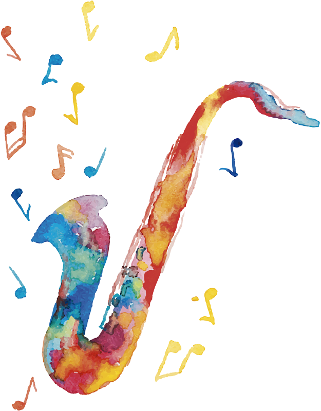 Musik plakat farverig saxofon - TenStickers