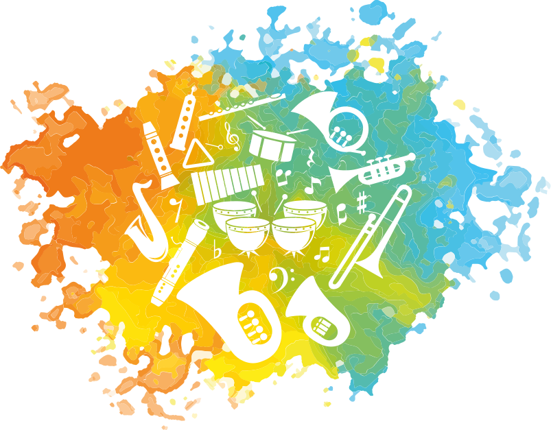 Musik plakat med silhuetter af musikinstrumenter - TenStickers
