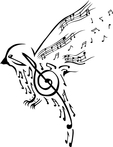Musik plakat dekorativ fugl med musiknoter - TenStickers