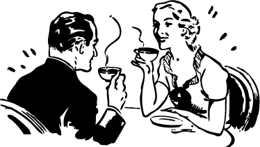 Retro plakater par der drikker kaffe - TenStickers
