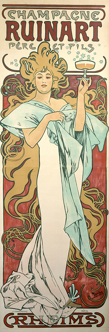 Retro plakater klæbeposter champagne ruinart - TenStickers
