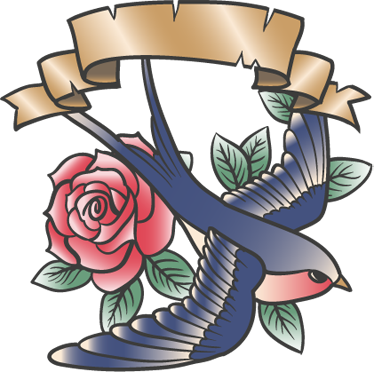 Retro plakater rosa fugletatoo med tekst - TenStickers