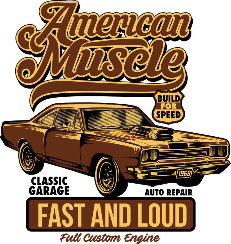 Retro plakater til klassisk amerikansk bilinteriør - TenStickers