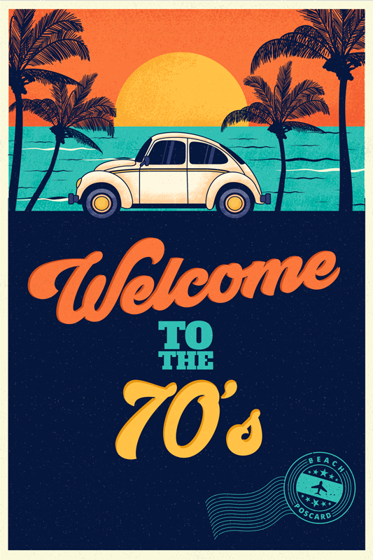 Retro plakater velkommen til 70'erne sticker - TenStickers