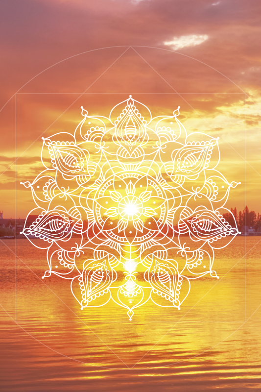 Landskab plakat med solnedgang mandala - TenStickers