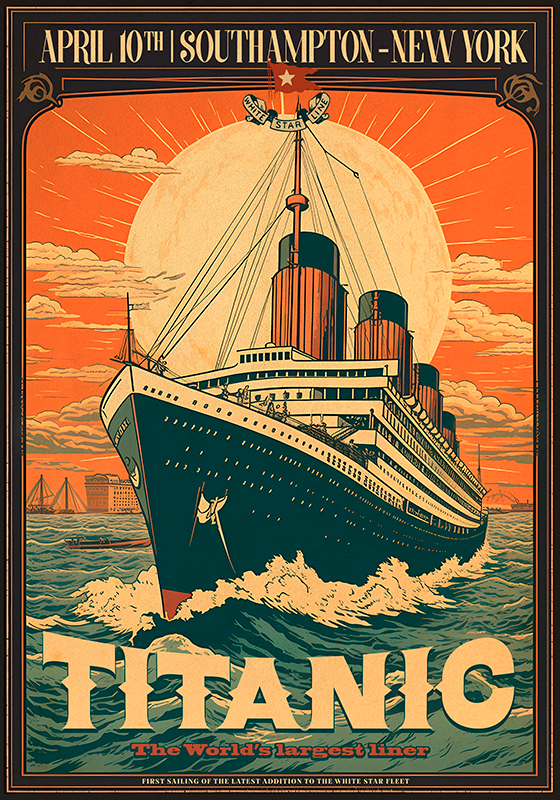 Retro plakater titanic's jomfrurejse - TenStickers