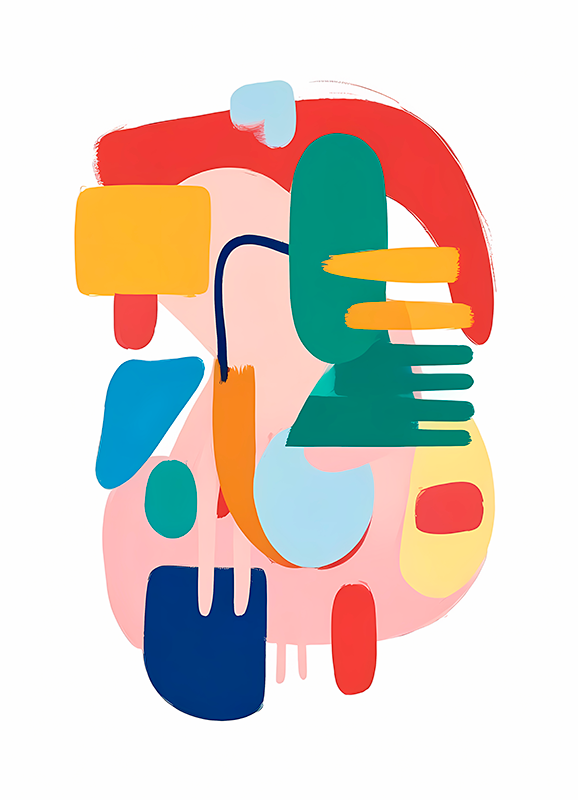 Abstrakt plakat med farverige former - TenStickers