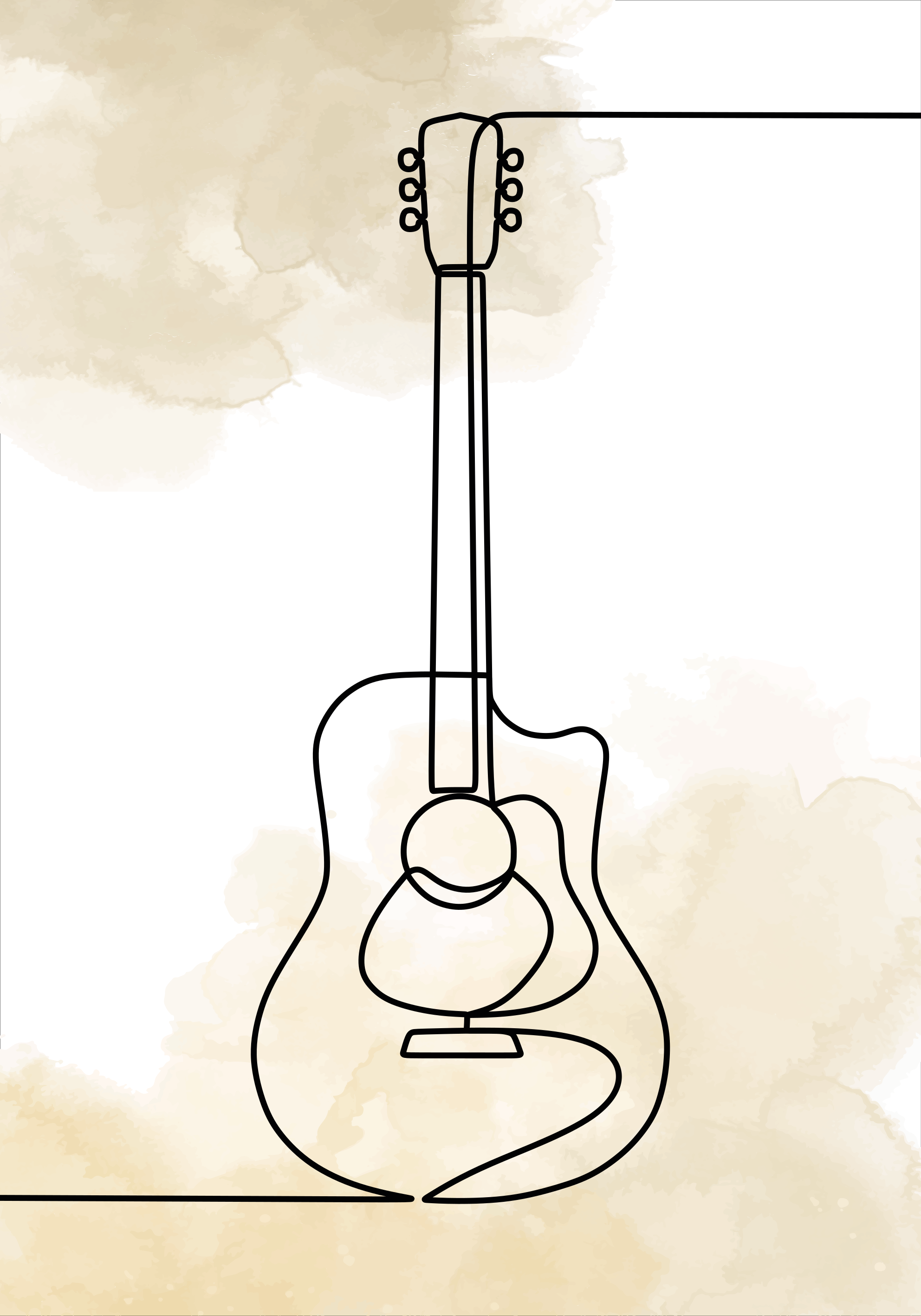 Musik plakat guitarra monolinea - TenStickers