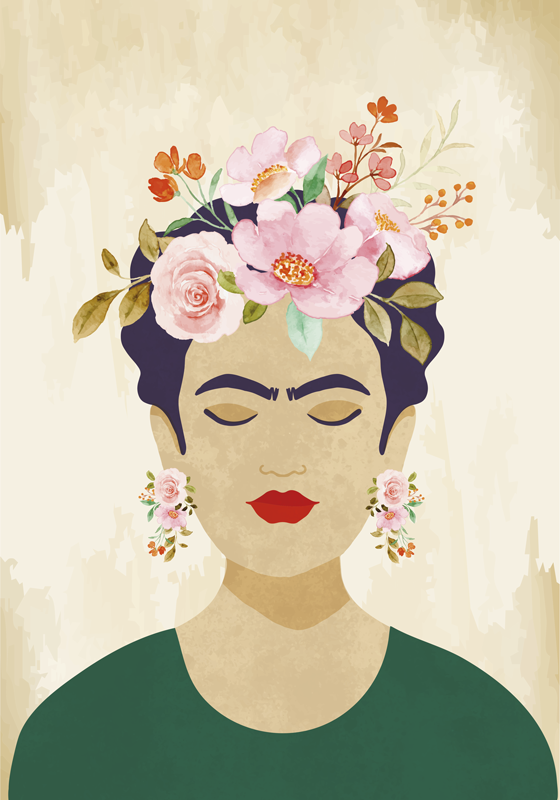 Plakater med blomster kvinde med blomster - TenStickers