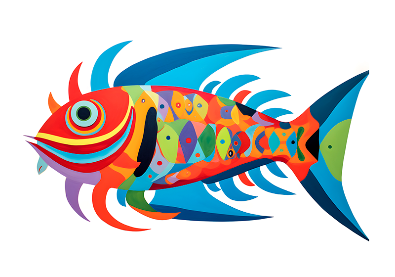 Kunstplakat med multicolor fisk - TenStickers