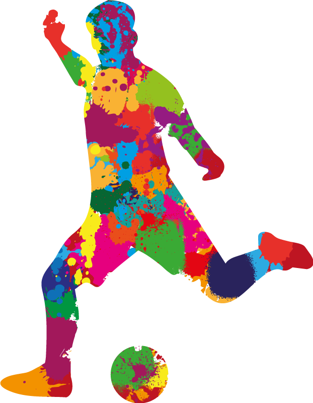Plakat fodbold spiller sprøjt farver - TenStickers