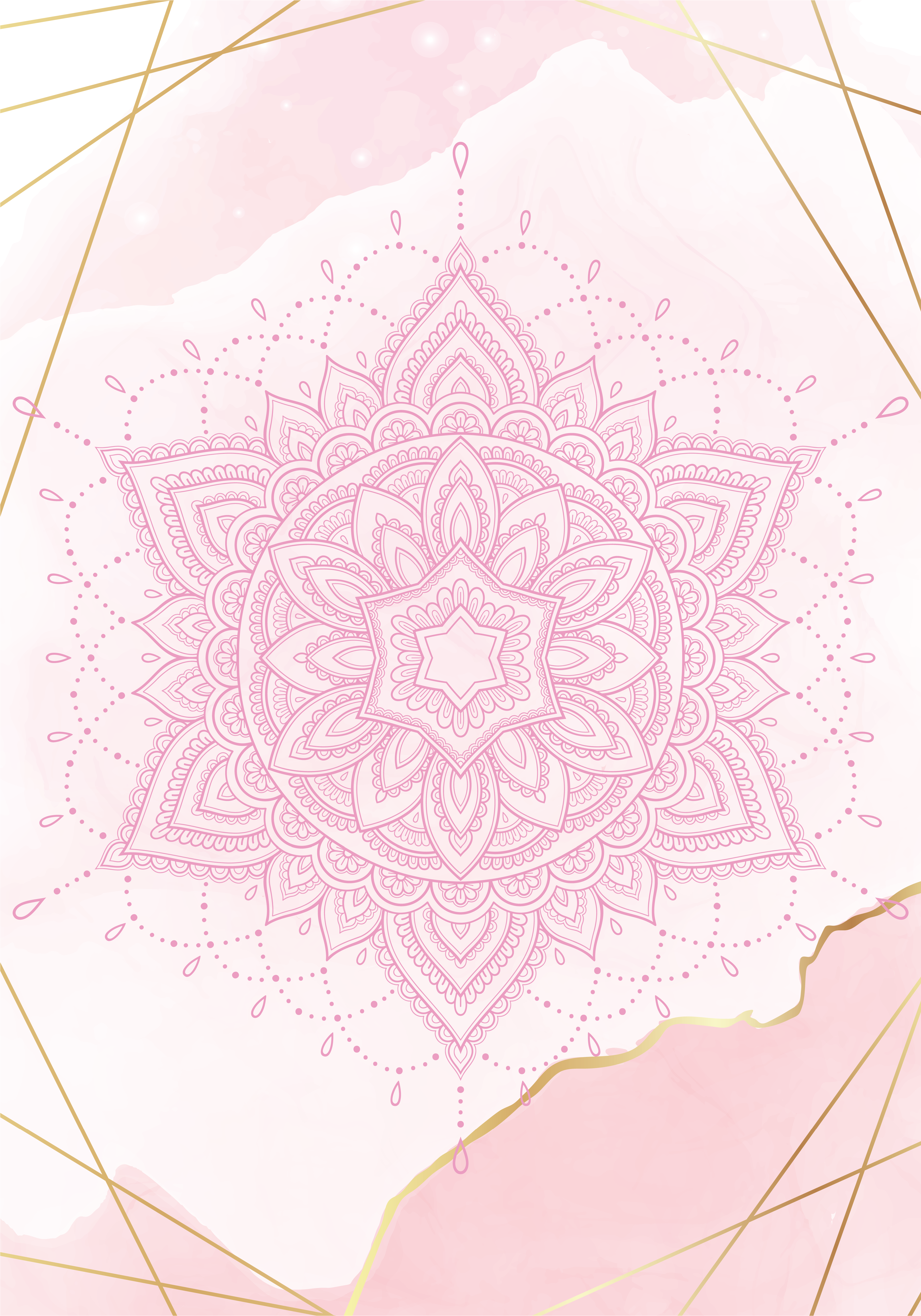 Zen plakat med pink akvarel mandala - TenStickers