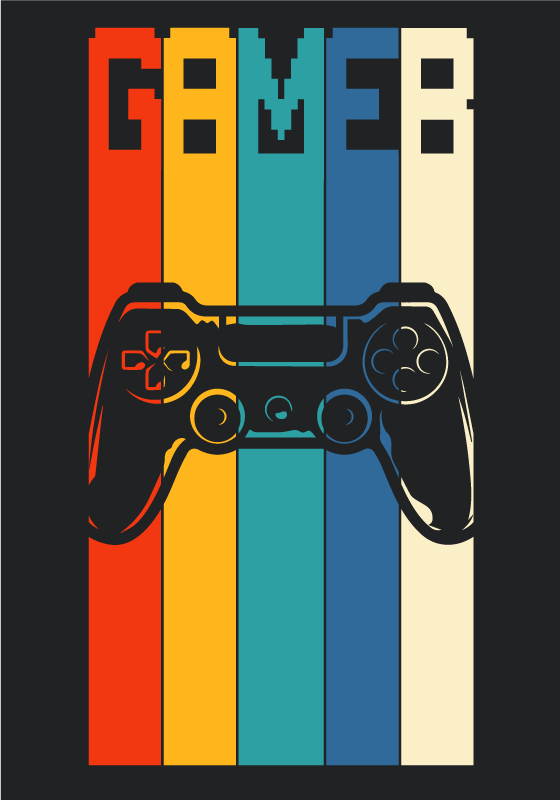 Farverig gamer controller plakat - TenStickers