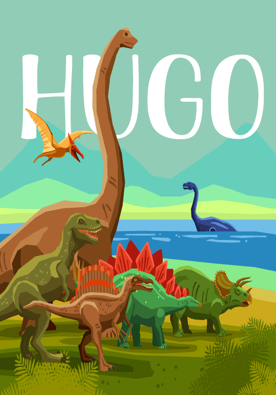 Personlig dinosaur plakat - TenStickers