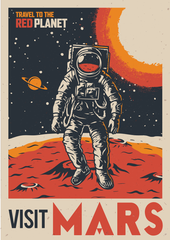 Astronaut landet på Mars plakat - TenStickers