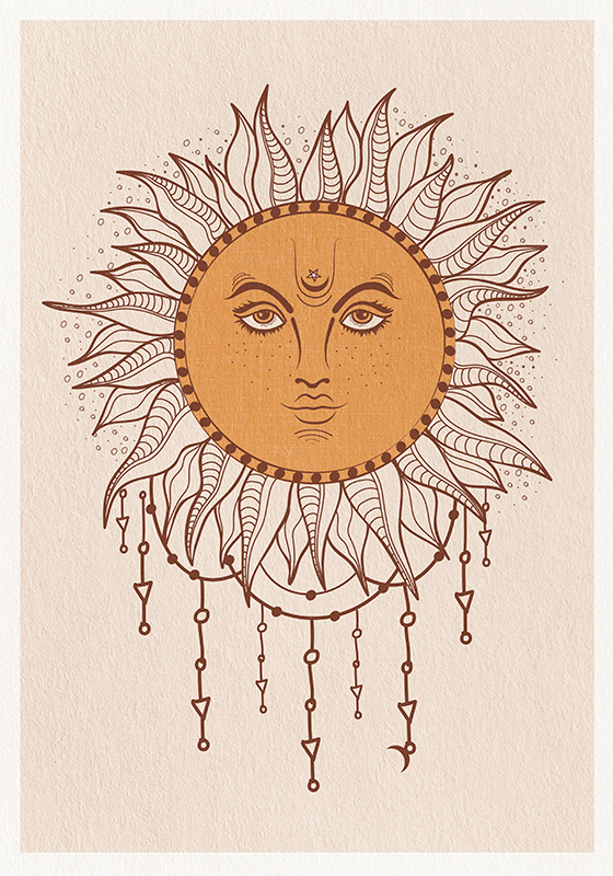 Boho detaljeret sol plakat - TenStickers