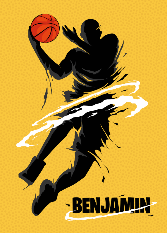 Personlig tekst basketball plakat - TenStickers