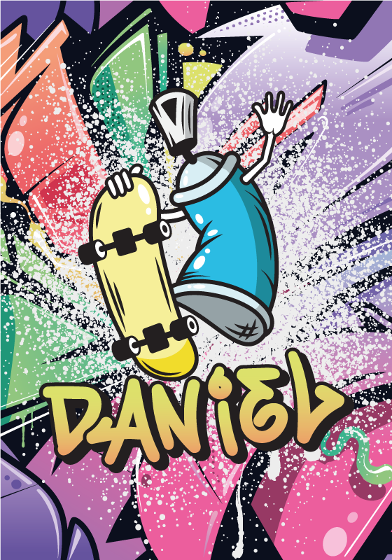 Personlig spraydåse på skateboard plakat - TenStickers