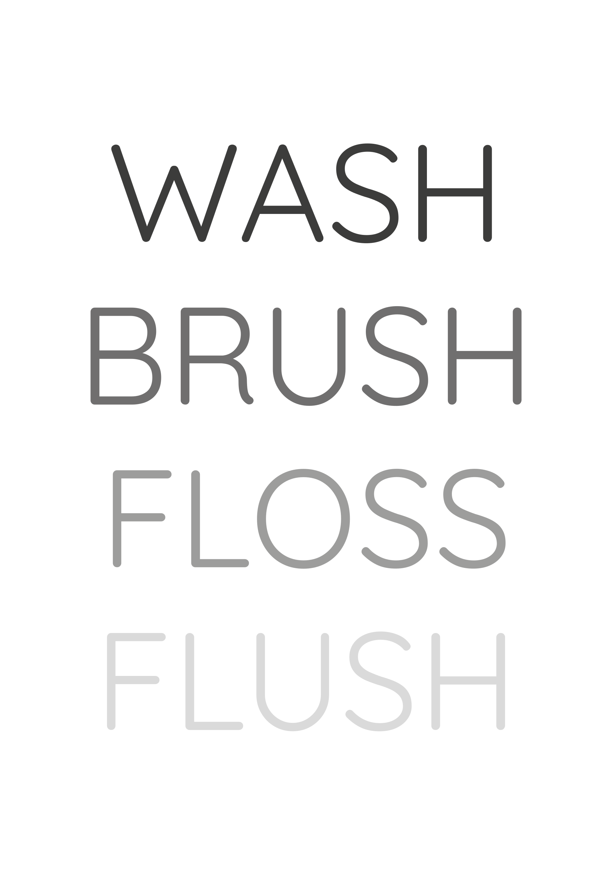 Vaskebørste floss flush plakat - TenStickers