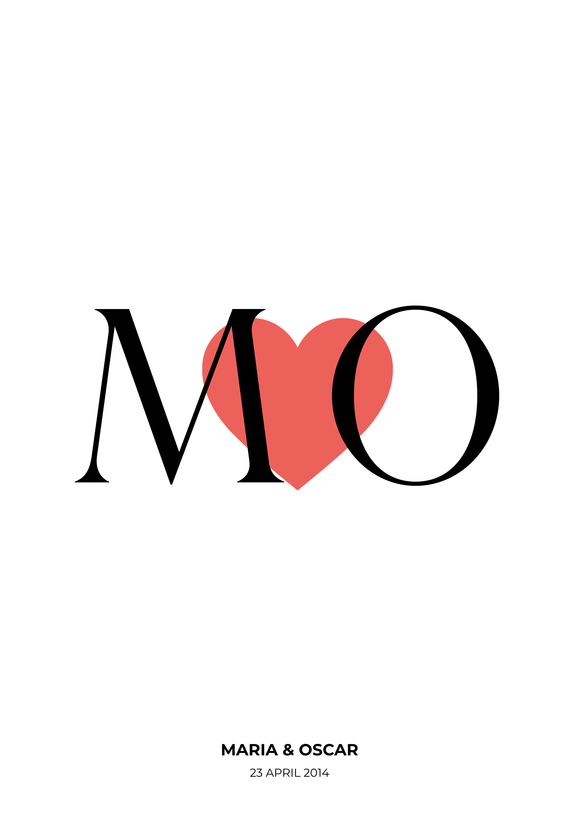 Initialer tilpasset kærlighed Plakat, som kan tilpasses - TenStickers