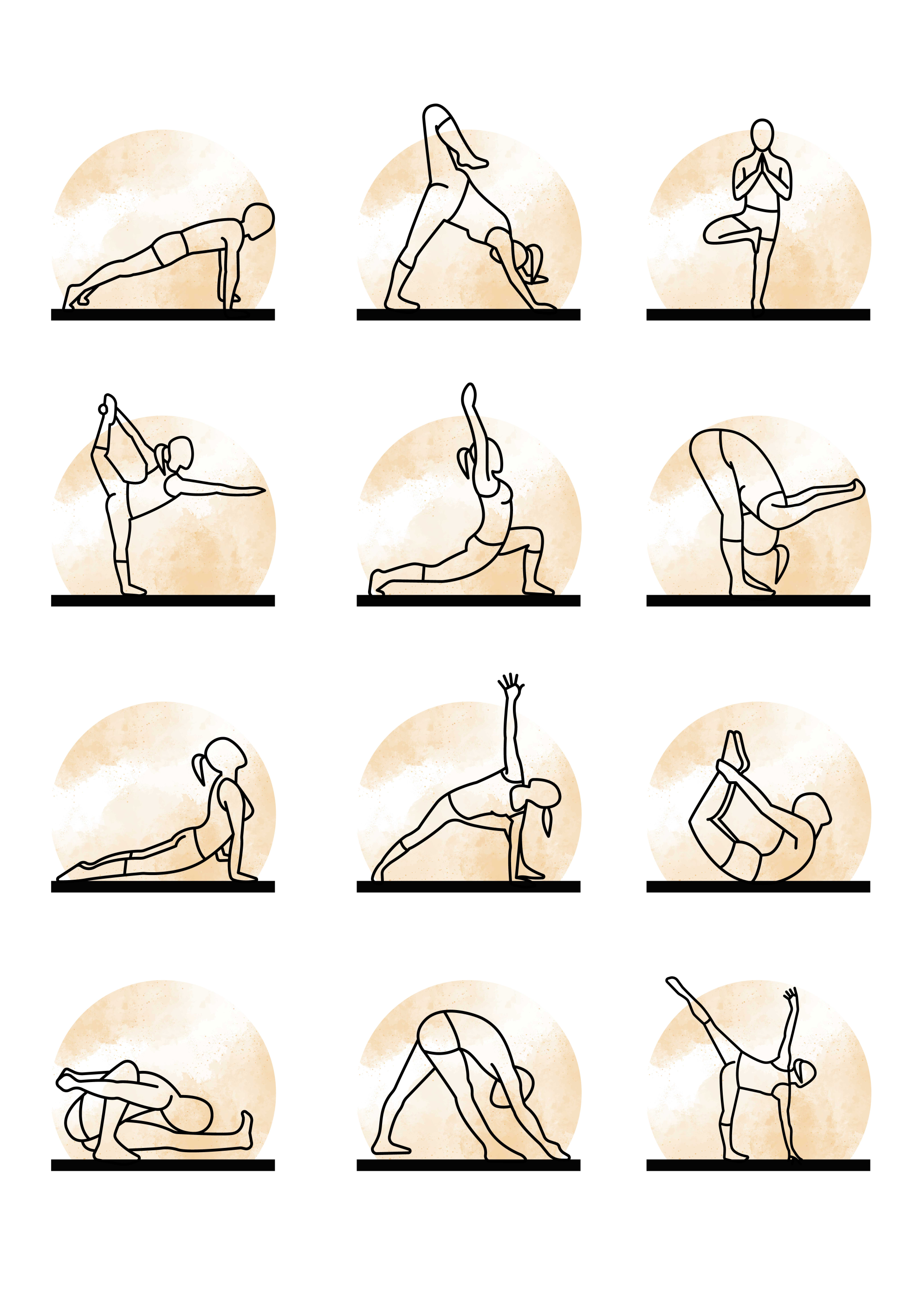 Yoga stillingerStillinger af yoga sports plakat - TenStickers