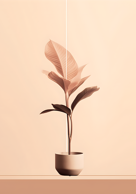 Vertikal plante i beige farver minimalistisk plakat - TenStickers