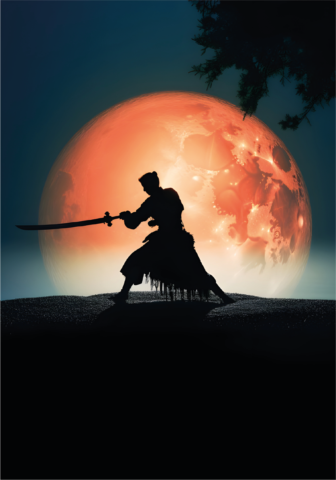 Samurai baggrundsbelyst Plakat for unge - TenStickers