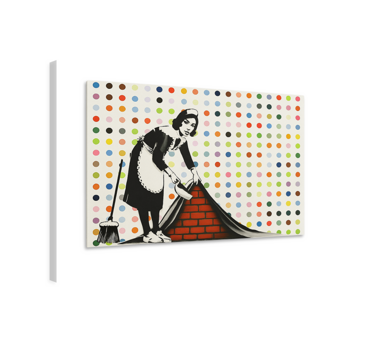 Farverig fejning under gulvtæppet kunst lærredsbillede - TenStickers