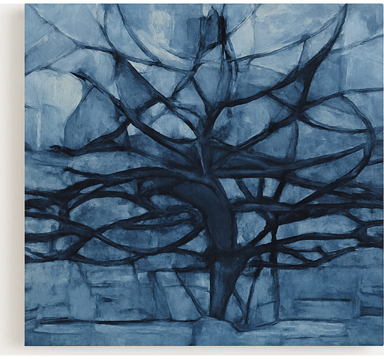 Design i grå nuancer træ lærredsbillede - TenStickers