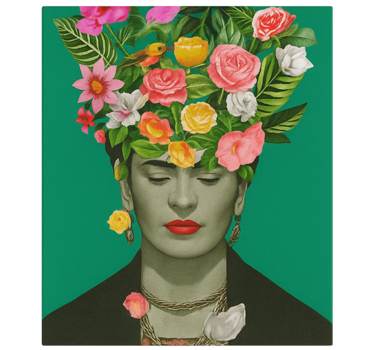Frida kahlo farverige blomster kunst lærredsbillede - TenStickers