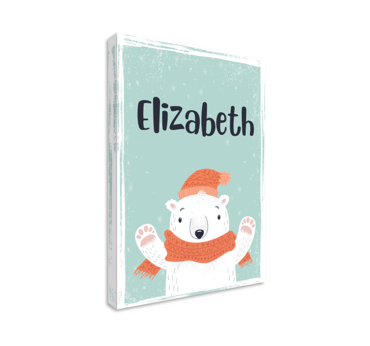 Sødt navn med isbjørn personlig lærred - TenStickers