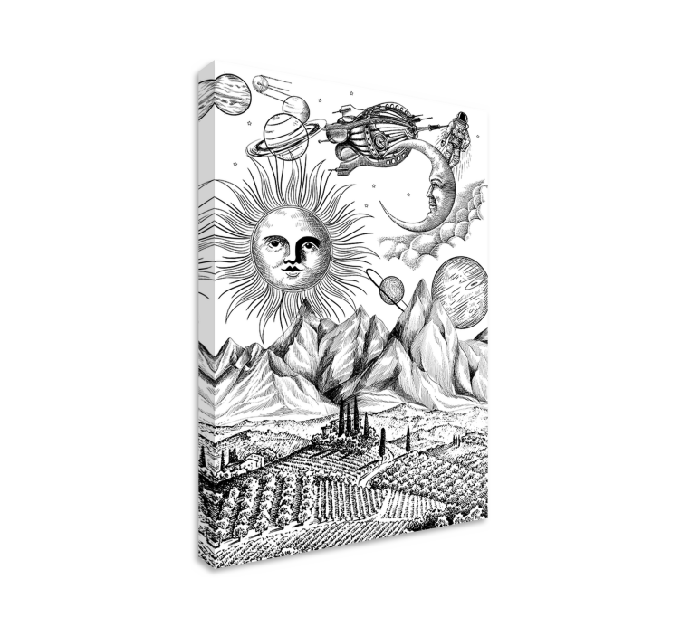 Store univers collage lærred kunsttryk - TenStickers