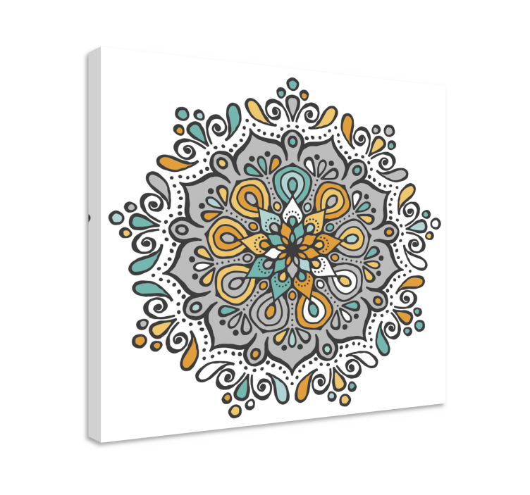 Mandala farverig med blomsterkunst på lærred - TenStickers