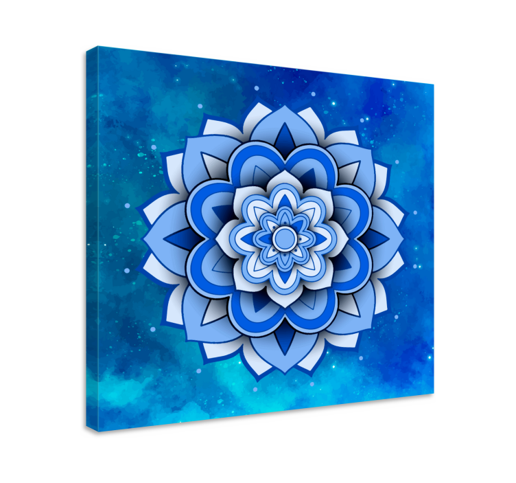Mandala blomsterblå mandala lærred væg kunst - TenStickers