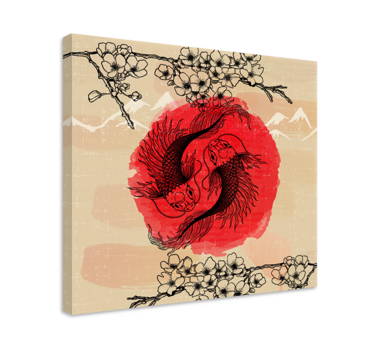 Ying yang fisk lærred - TenStickers