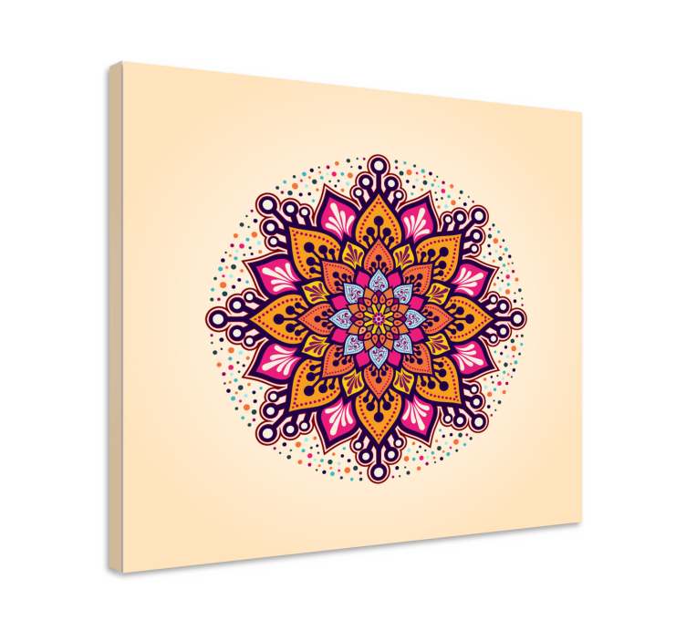Regnbue beige mandala lærred væg kunst - TenStickers
