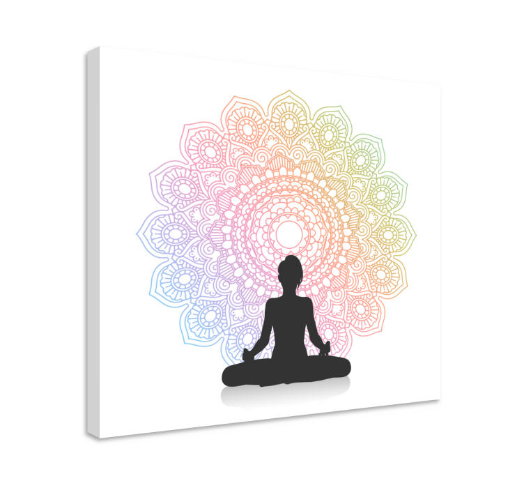 Regnbue yoga mandala lærred væg kunst - TenStickers