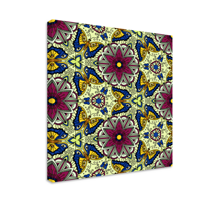 Blomster og planter lærredsbillede sommerfuglemønster - TenStickers