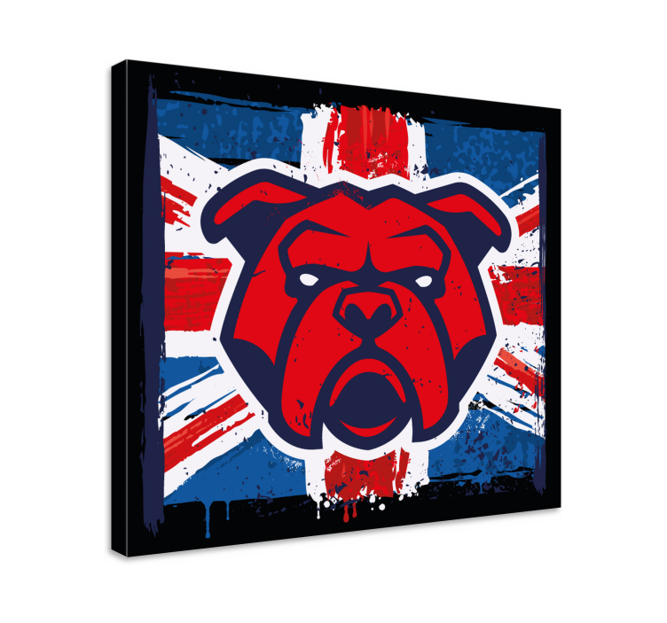 Bulldog britisk flag hunde lærredsbillede - TenStickers