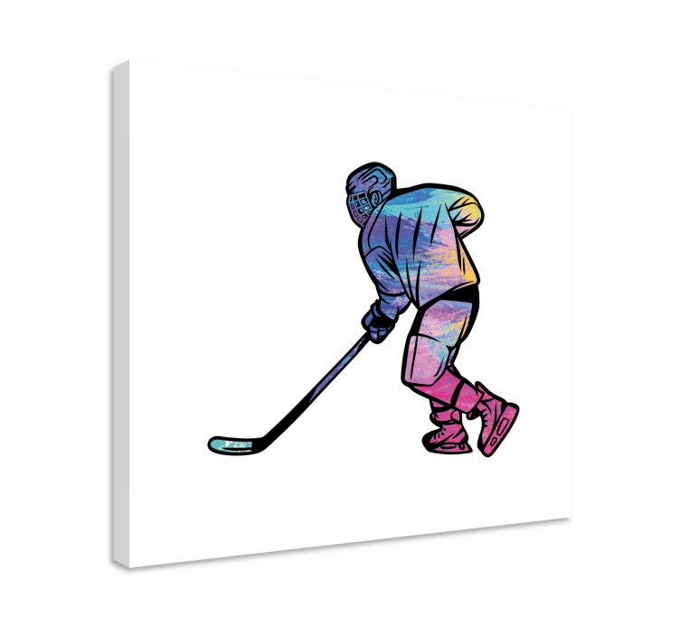 Regnbue ishockey mennesker lærredstryk - TenStickers