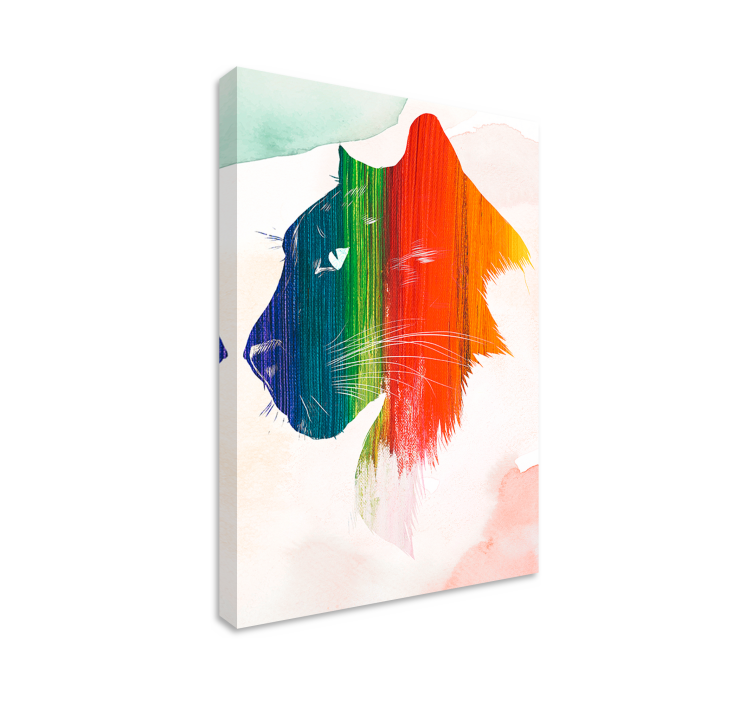 Katte lærredsbillede farverigt løveprofil - TenStickers