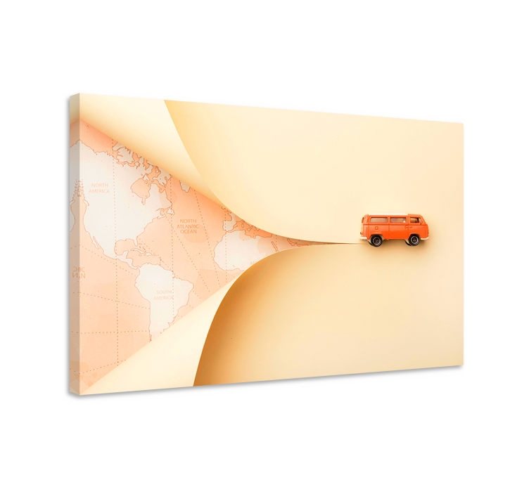 Traveling orange van by lærredsbillede - TenStickers