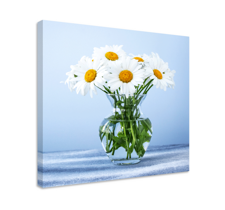 Blomster og planter lærredsbillede margueritter i glas - TenStickers