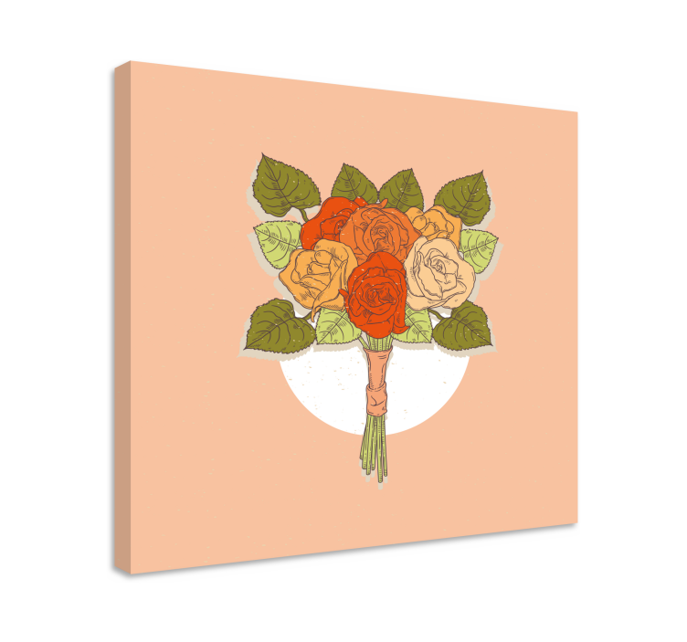Bouquet af roser blomster og planter lærredsbillede - TenStickers